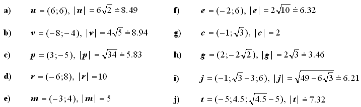 Vectors - Answers to Exercise 2